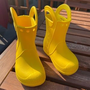 CROCS Handle-It Rain Boots Toddler Size 7 Yellow